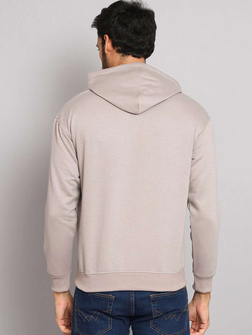 men solid long sleeve regular fit hooded sweatshirt - 22101740 -  Standard Image - 2