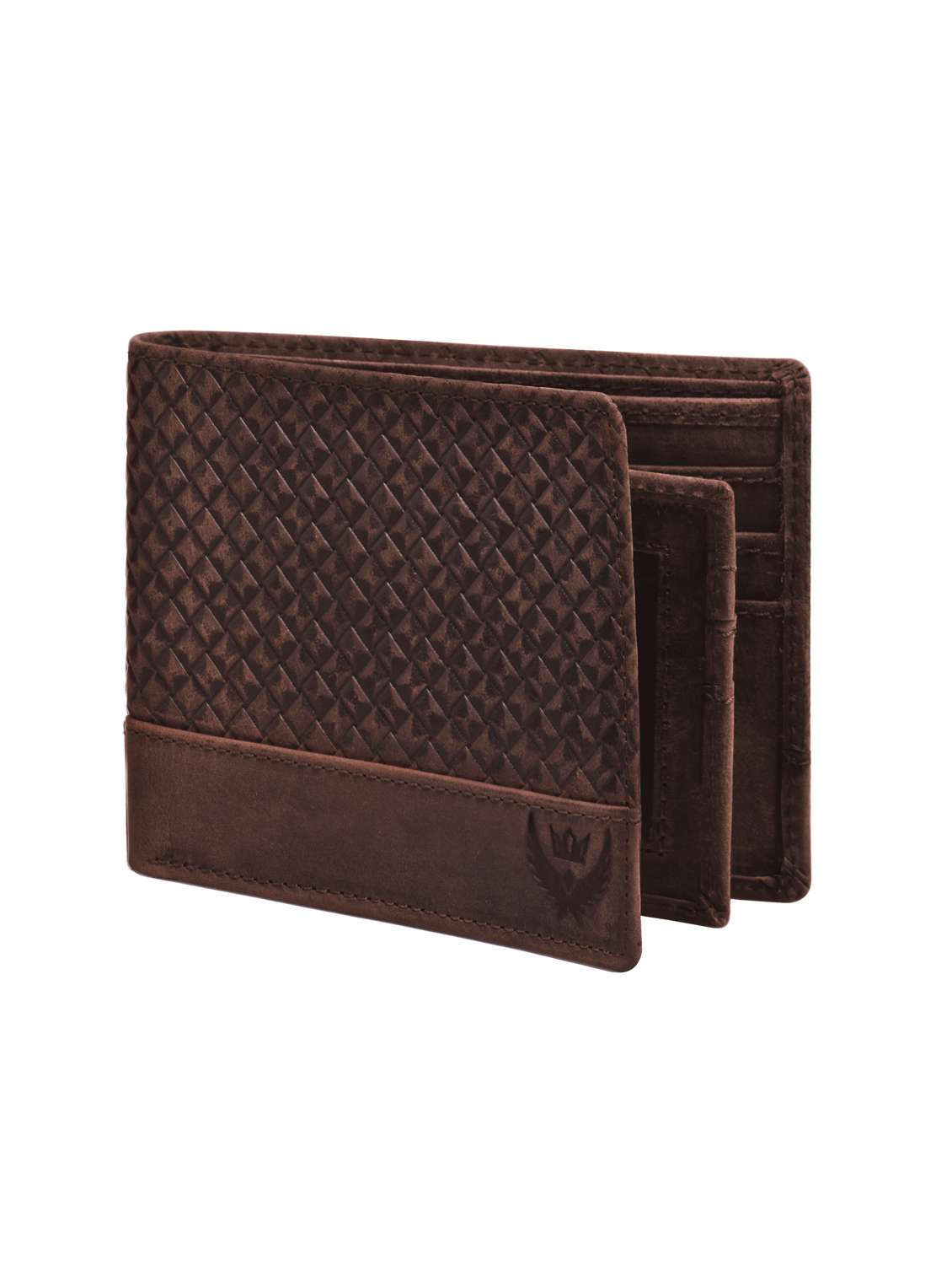 men's textured brown leather folded wallet - 22101779 -  Standard Image - 2