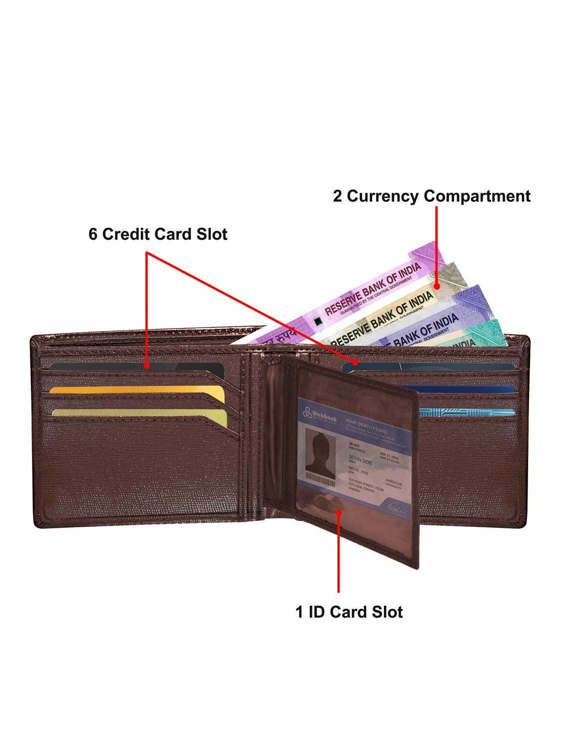 men's brown leather bi-fold card slots wallet - 22101784 -  Standard Image - 2