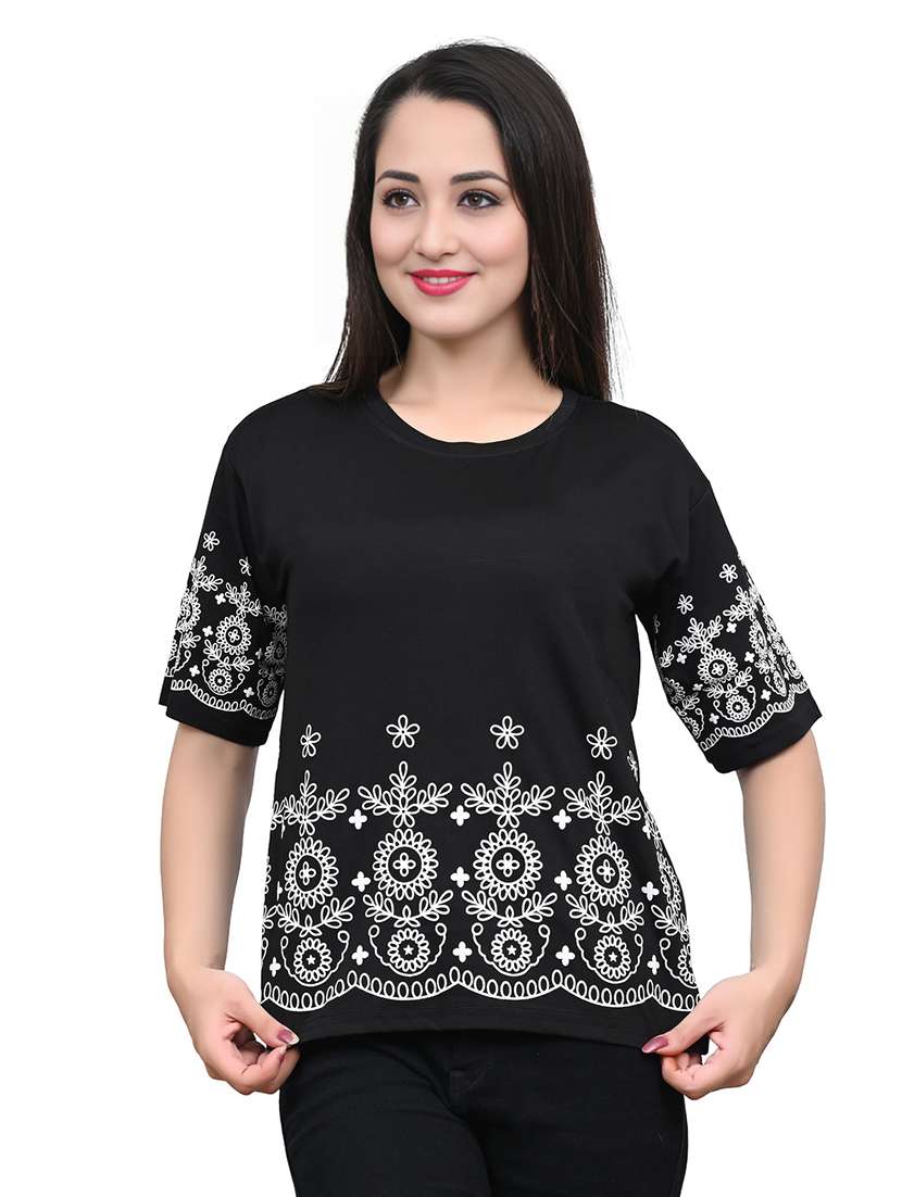 women embroidered short sleeve top