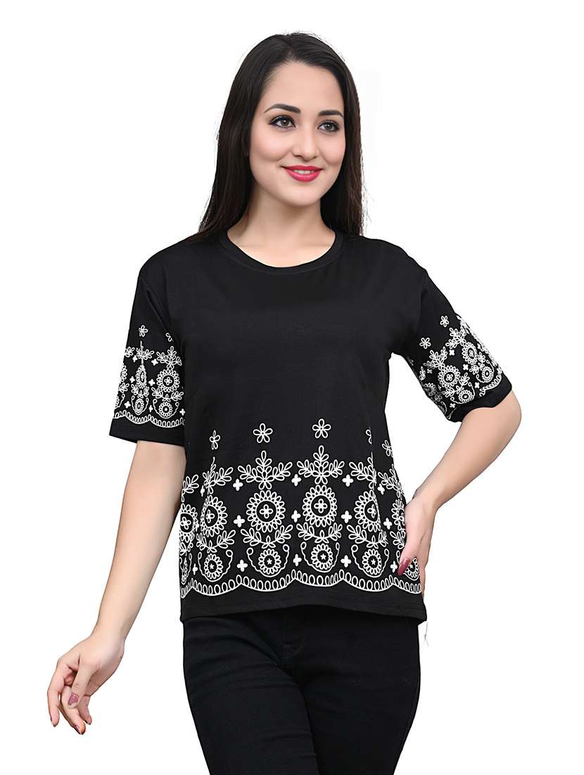 women embroidered short sleeve top - 22101797 -  Standard Image - 2
