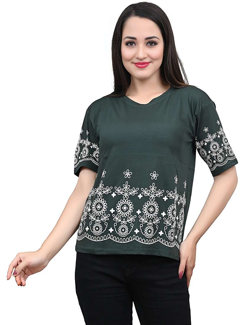 women embroidered short sleeve top