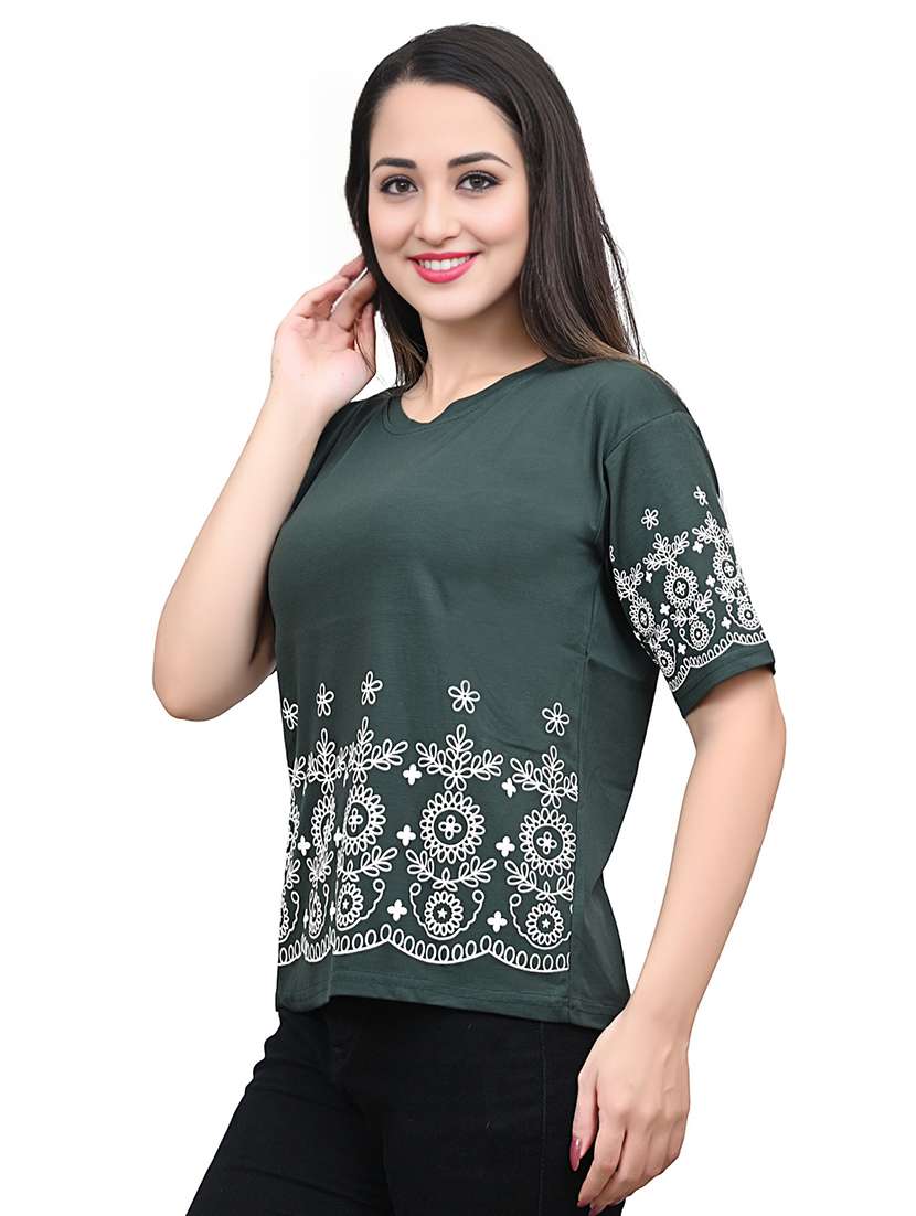 women embroidered short sleeve top - 22101798 -  Standard Image - 2