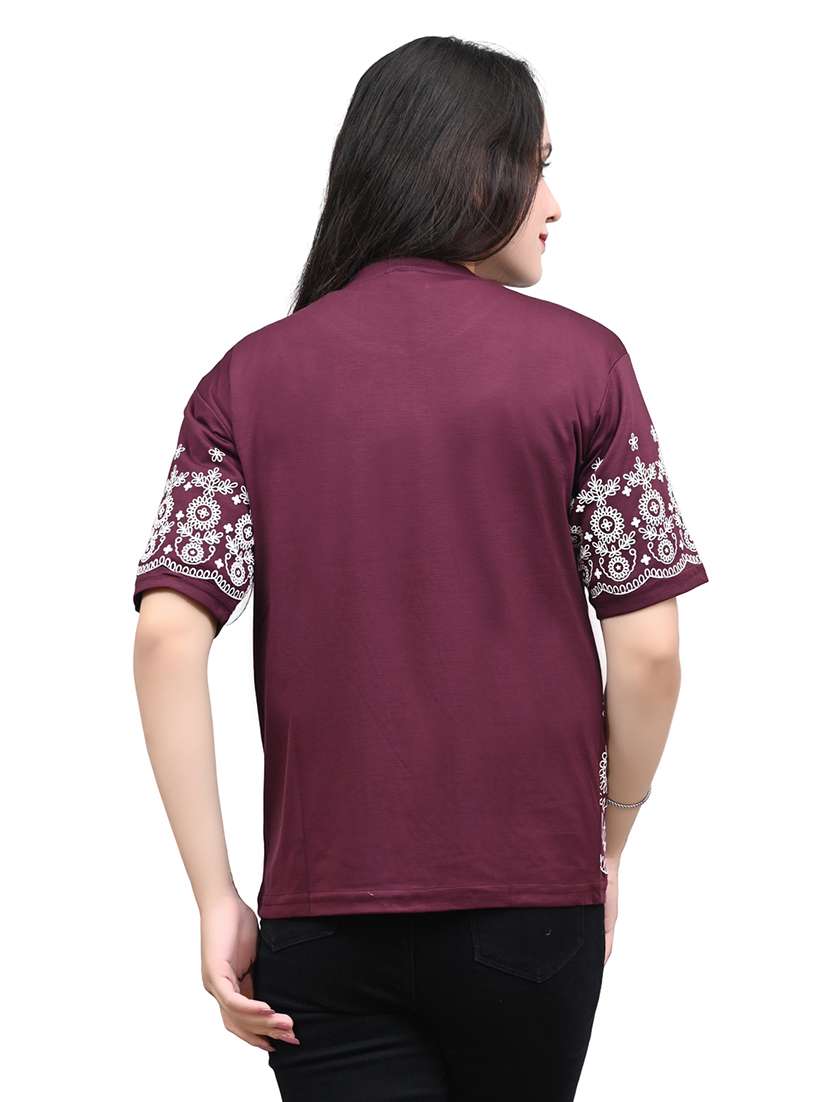 women embroidered short sleeve top - 22101800 -  Standard Image - 2