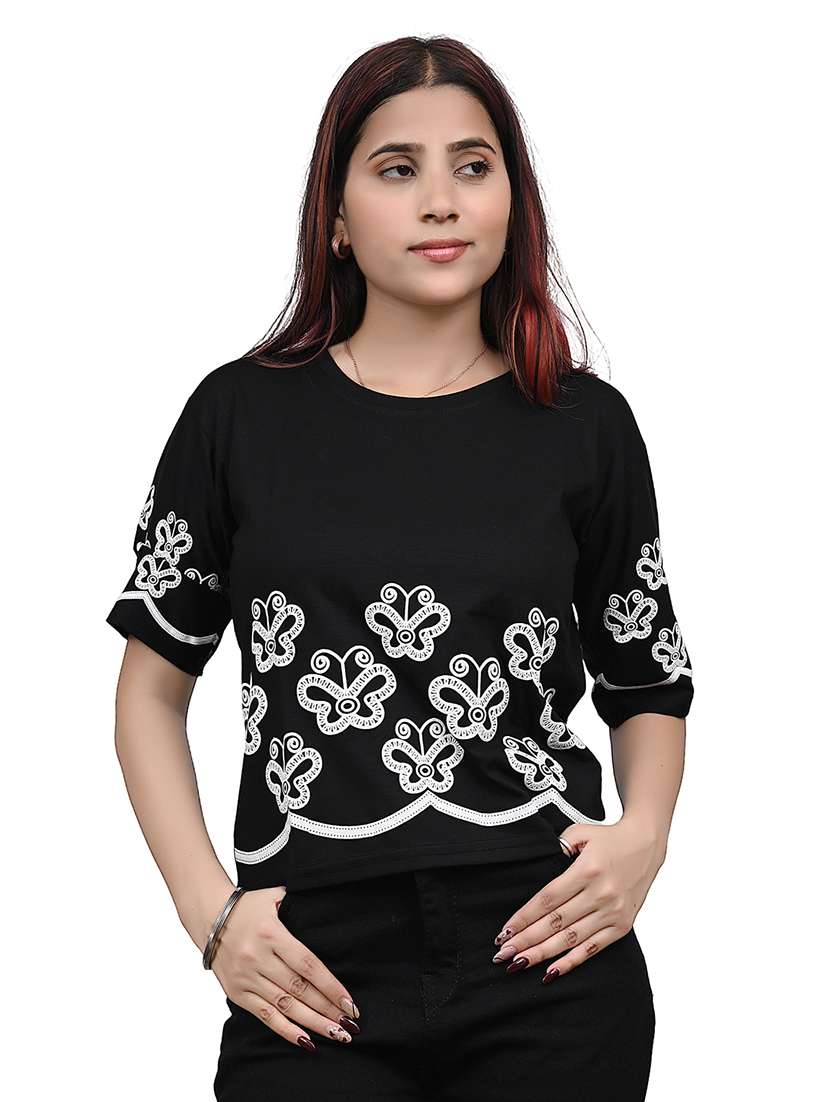 women embroidered short sleeve top