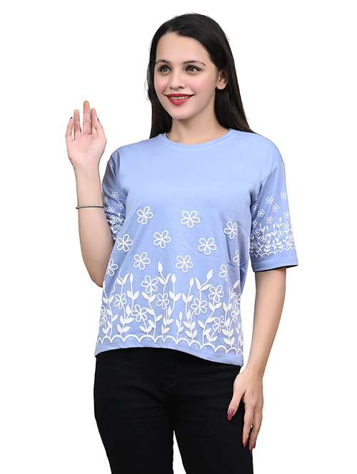 women embroidered short sleeve top - 22101806 - Standard Image - 0