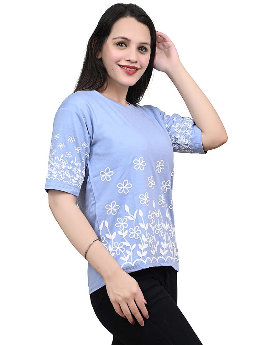 women embroidered short sleeve top - 22101806 - Standard Image - 2