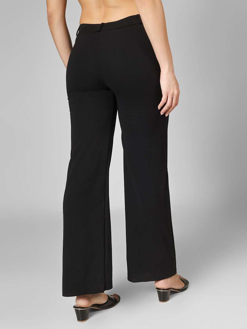 women solid high rise straight trouser - 22101814 -  Standard Image - 2