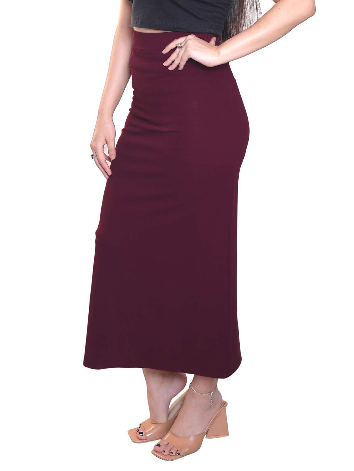 women solid high rise pencil skirt - 22101834 -  Standard Image - 2