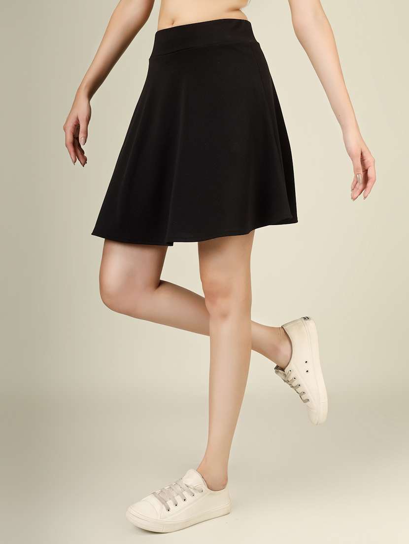 women solid high rise flared skirt - 22101839 - Standard Image - 2