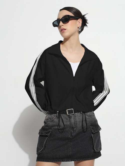 black nylon regular jacket - 22101912 - Standard Image - 0