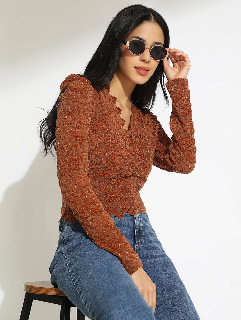 women self designed puff sleeve top