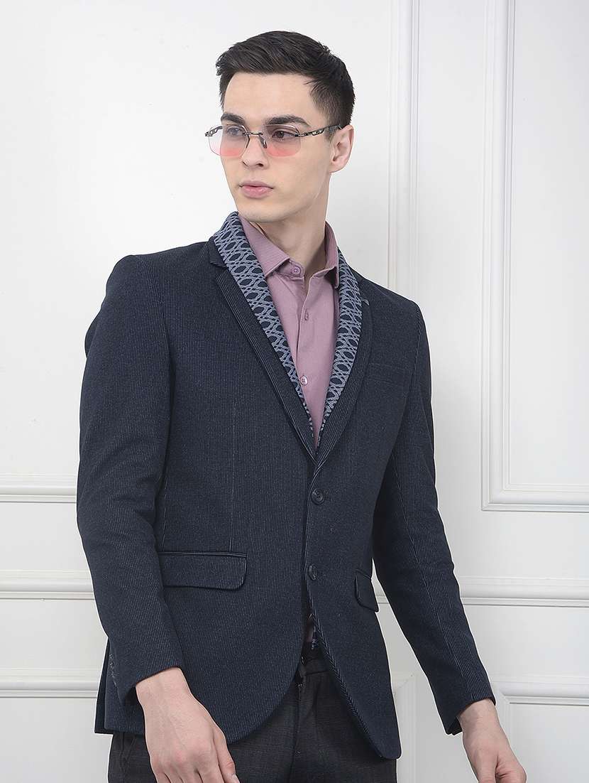 men lapel collar single breasted casual blazer