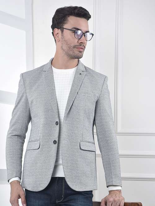 men lapel collar single breasted casual blazer - 22101960 -  Standard Image - 0