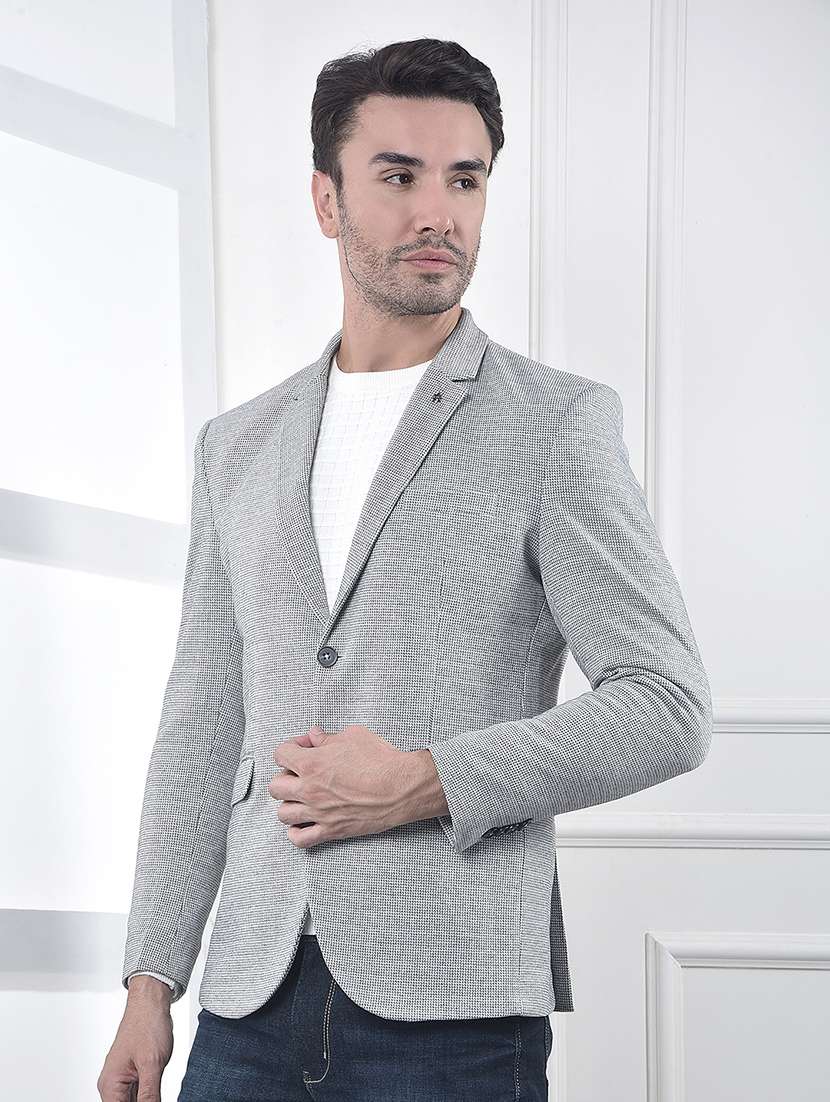 men lapel collar single breasted casual blazer - 22101960 -  Standard Image - 2