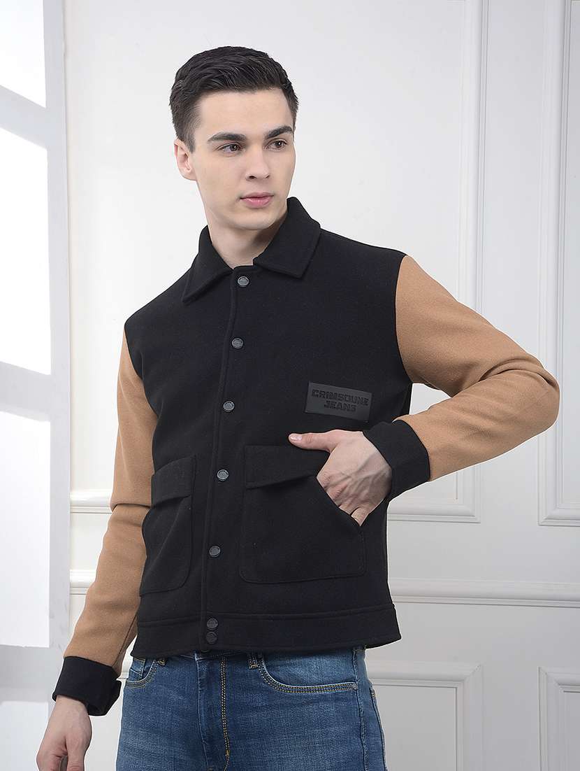 men color block long sleeve regular fit shacket - 22102006 -  Standard Image - 2