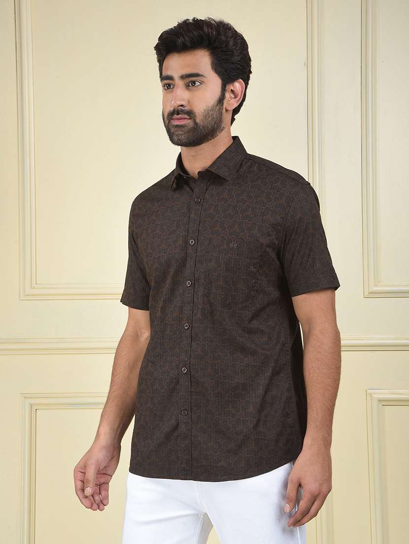 men paisley short sleeve slim fit casual shirt - 22102020 -  Standard Image - 2