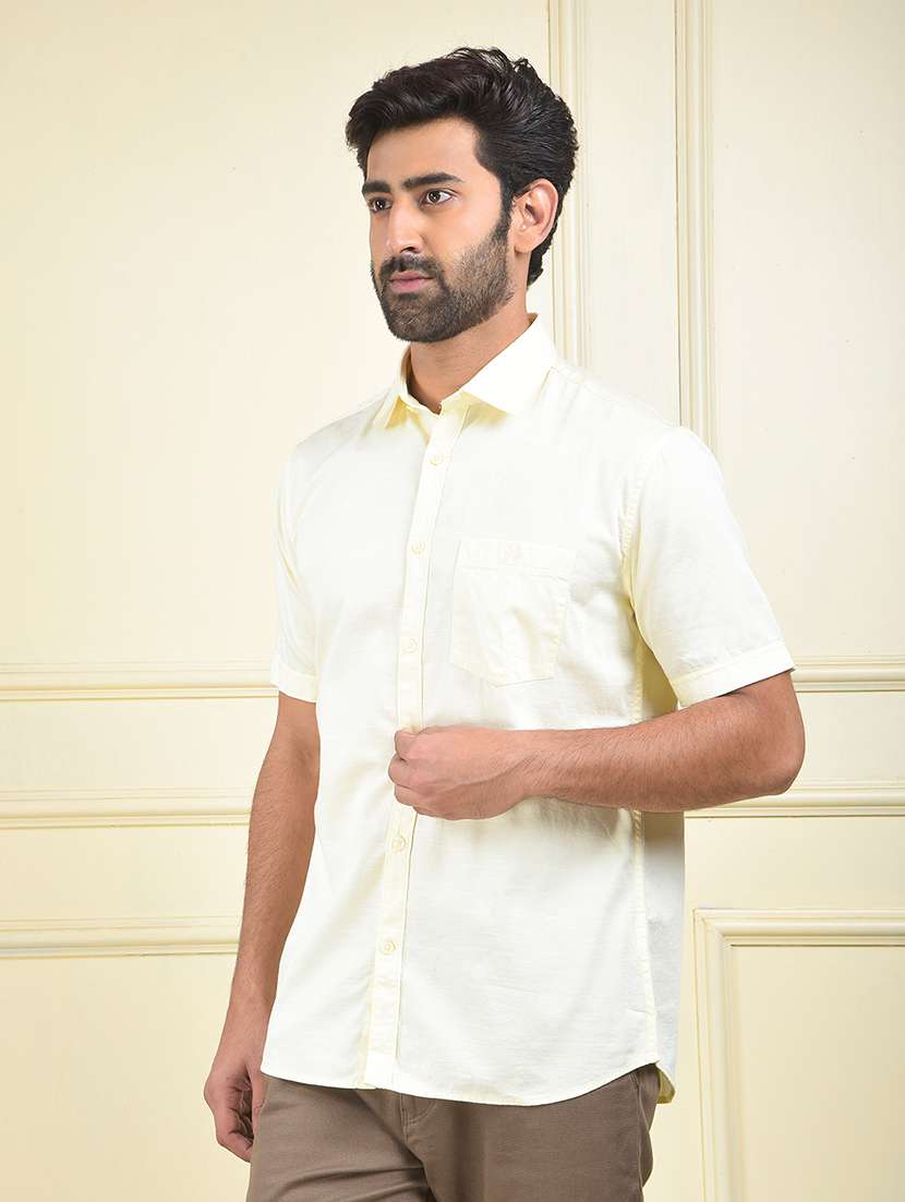 men solid short sleeve slim fit casual shirt - 22102024 -  Standard Image - 2