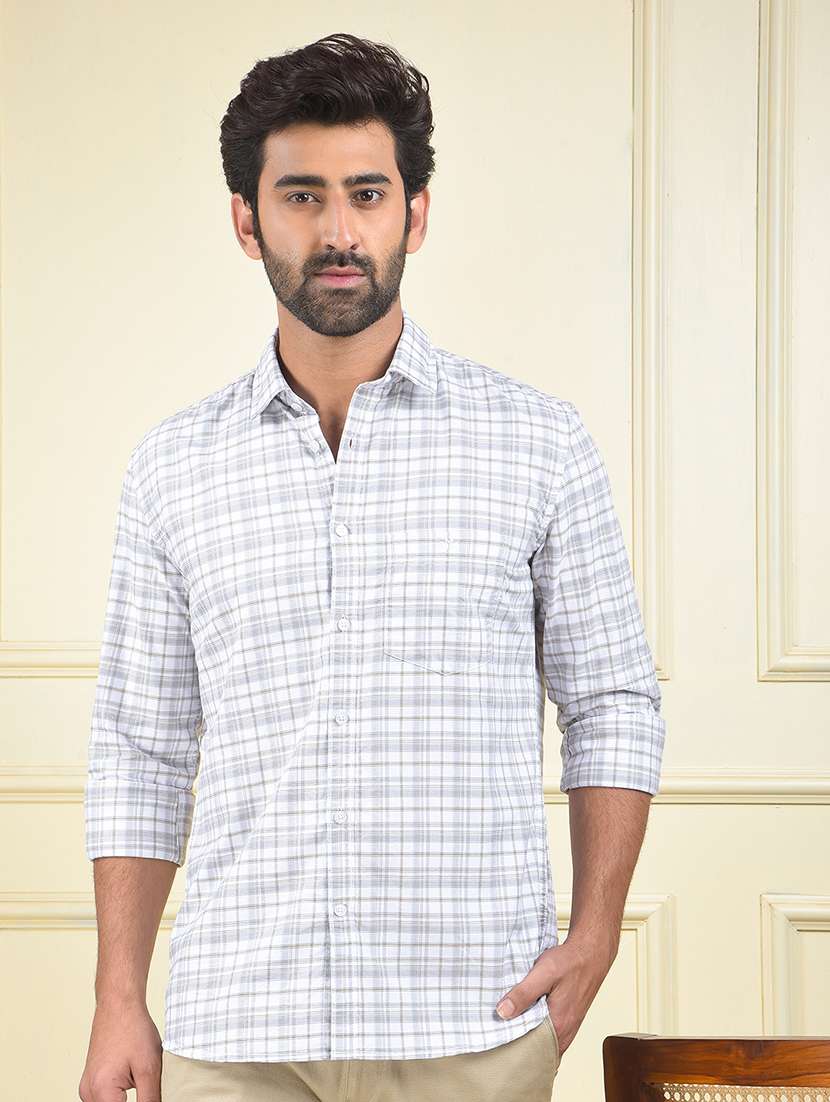 men checkered long sleeve regular fit casual shirt