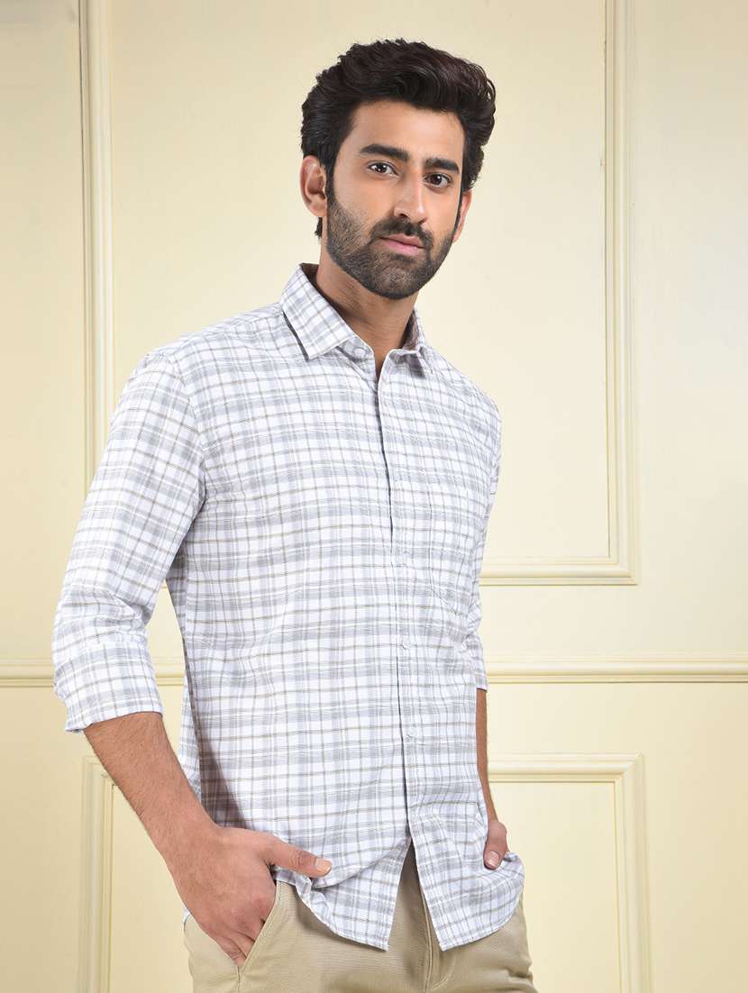 men checkered long sleeve regular fit casual shirt - 22102035 -  Standard Image - 2