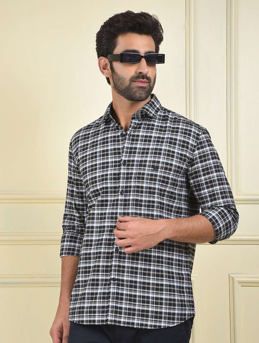 men checkered long sleeve regular fit casual shirt