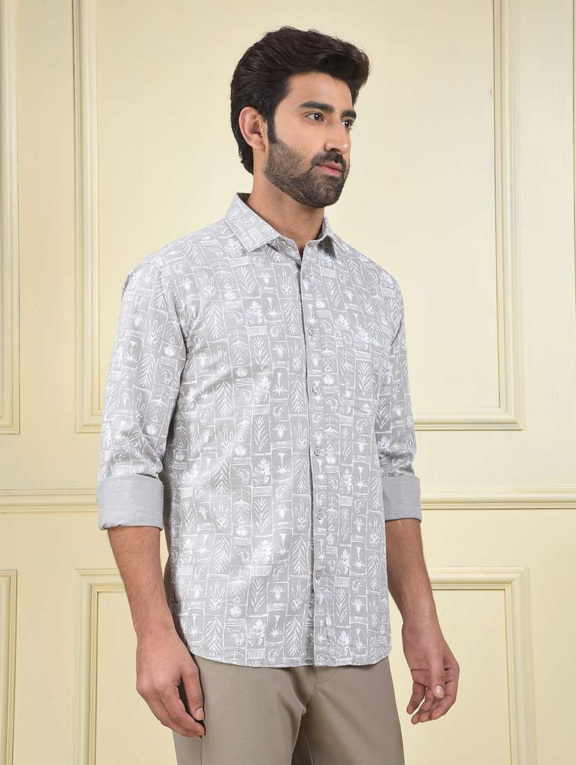men printed long sleeve regular fit casual shirt - 22102038 - Standard Image - 2