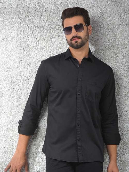 men solid long sleeve regular fit casual shirt - 22102055 -  Standard Image - 0