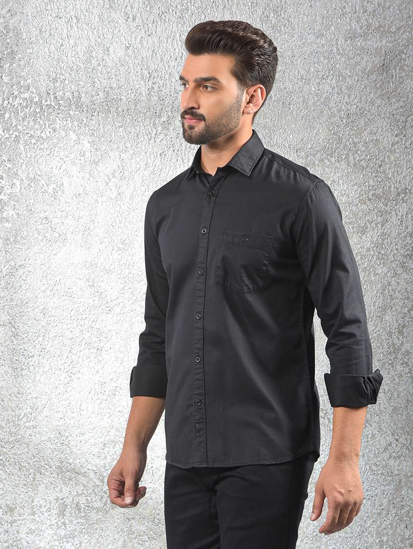 men solid long sleeve regular fit casual shirt - 22102055 - Standard Image - 2