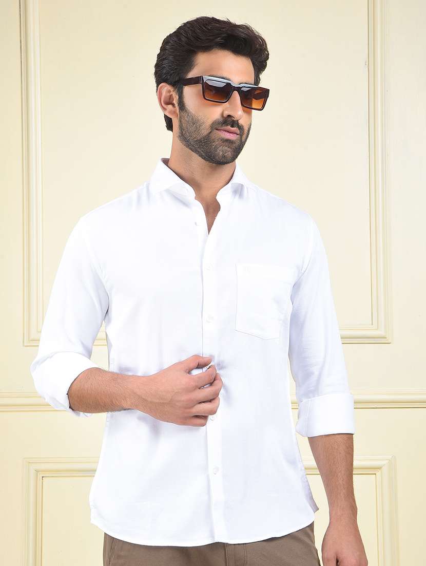 men solid long sleeve regular fit casual shirt