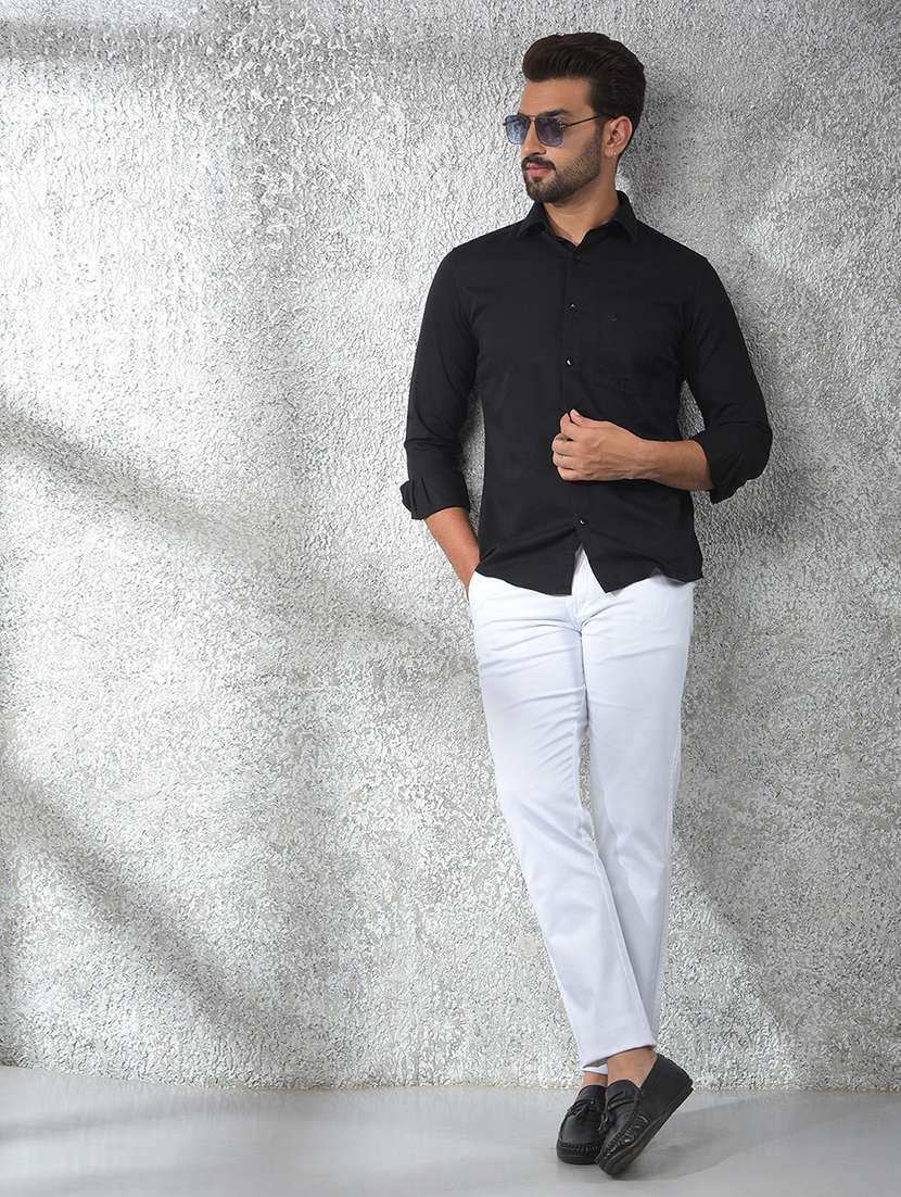 men solid long sleeve regular fit casual shirt - 22102058 -  Standard Image - 2