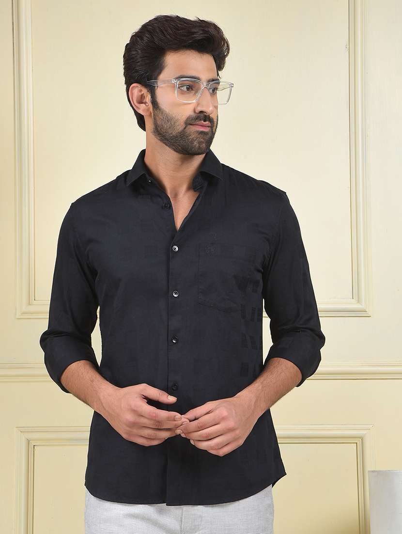 men solid long sleeve regular fit casual shirt