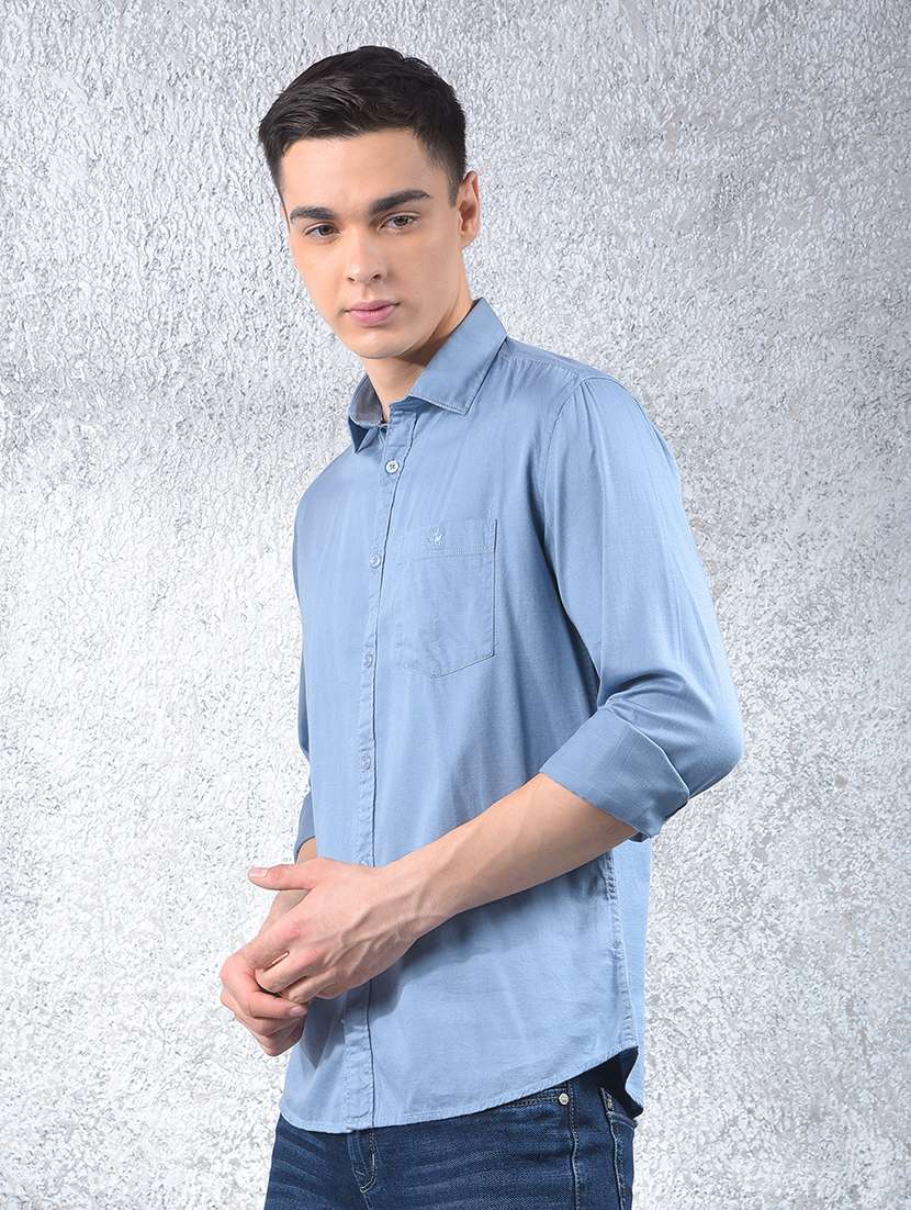 men solid long sleeve regular fit casual shirt - 22102069 -  Standard Image - 2