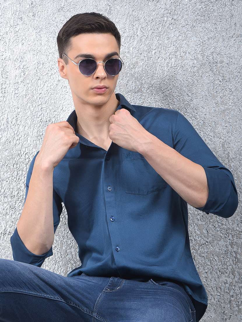 men solid long sleeve regular fit casual shirt