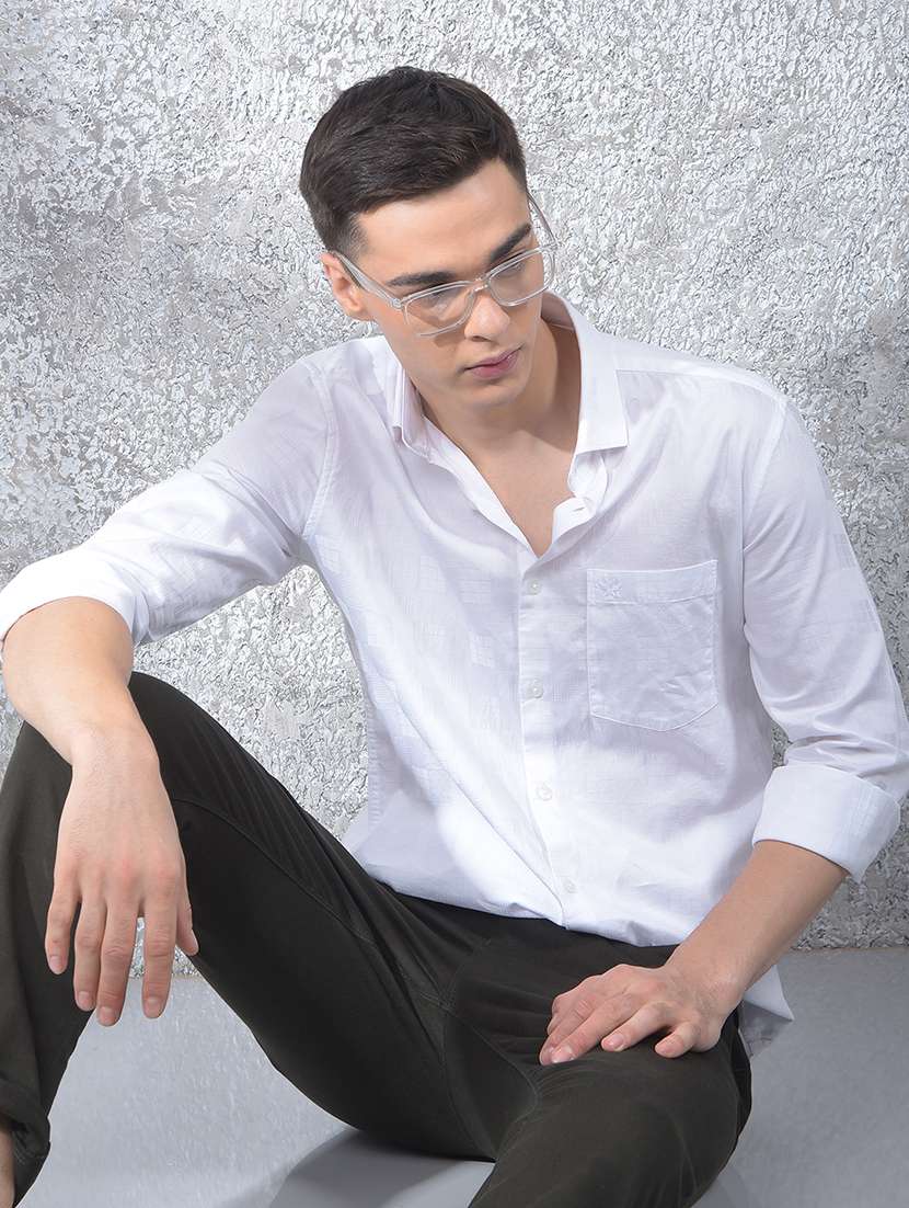 men solid long sleeve regular fit casual shirt