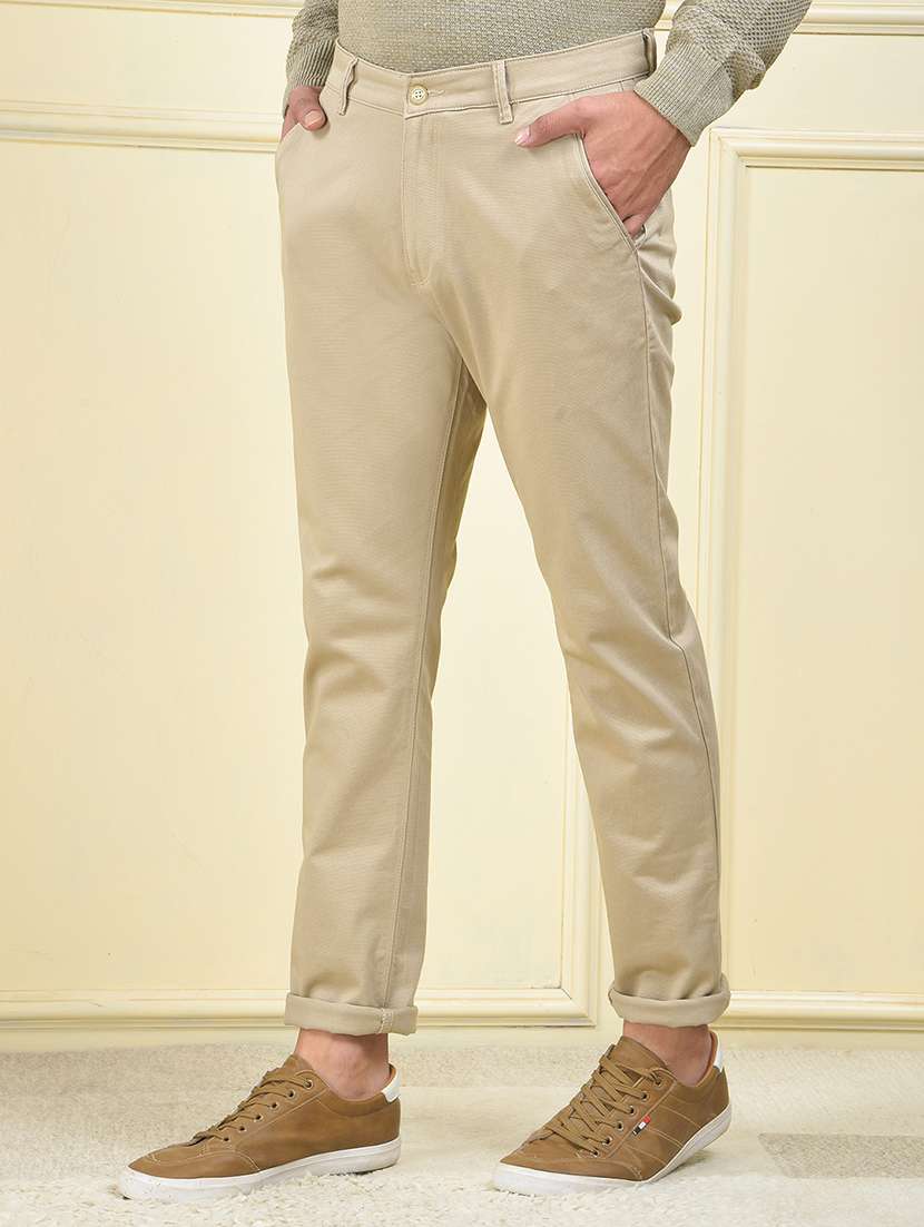 men solid mid rise flat front chinos trouser - 22102113 -  Standard Image - 2