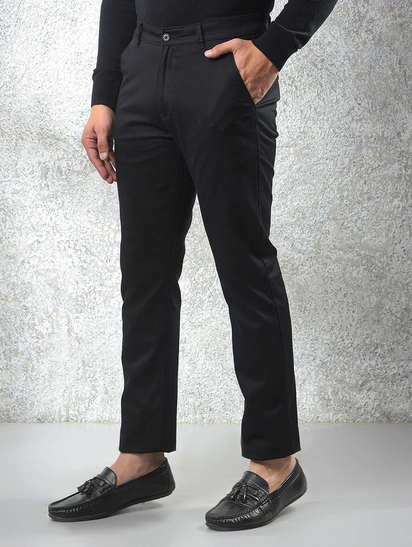 men solid mid rise flat front chinos trouser - 22102116 -  Standard Image - 2