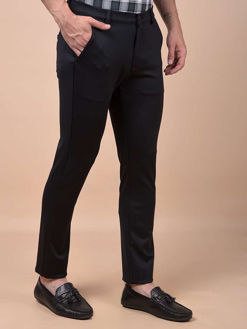 men solid mid rise flat front chinos trouser - 22102121 -  Standard Image - 2