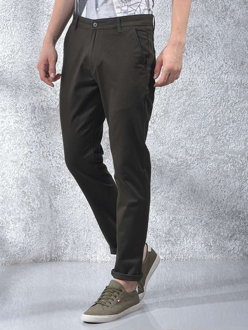 men solid mid rise flat front chinos trouser - 22102123 -  Standard Image - 2