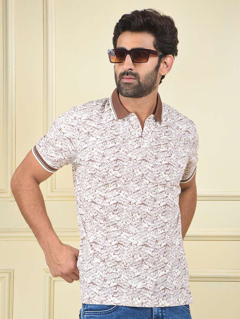 men printed short sleeve regular fit polo t-shirt