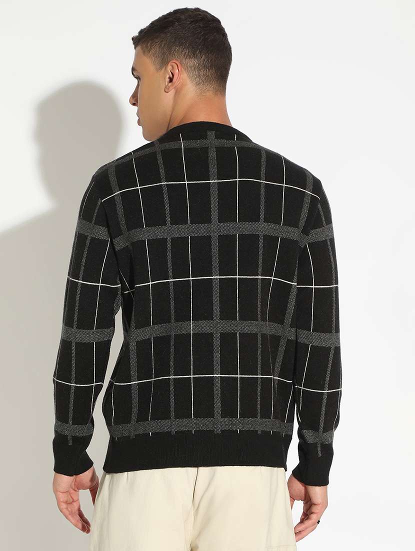 men checkered long sleeve regular fit pullover - 22102138 -  Standard Image - 2