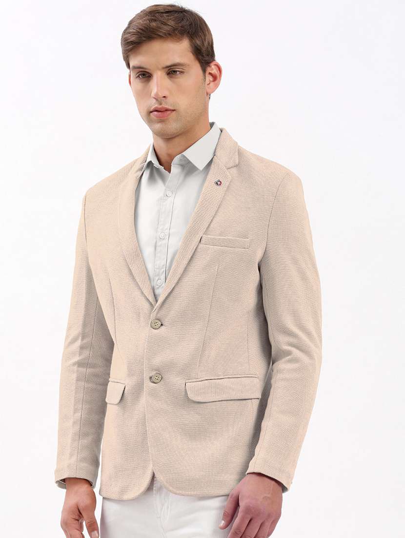 men solid lapel collar single breasted casual blazer - 22102168 -  Standard Image - 2