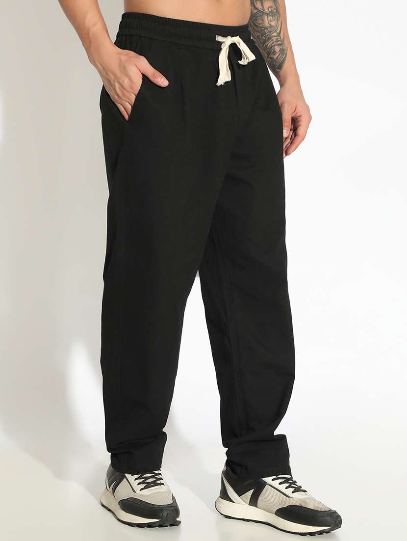 men solid low rise full length casual trouser - 22102176 -  Standard Image - 2