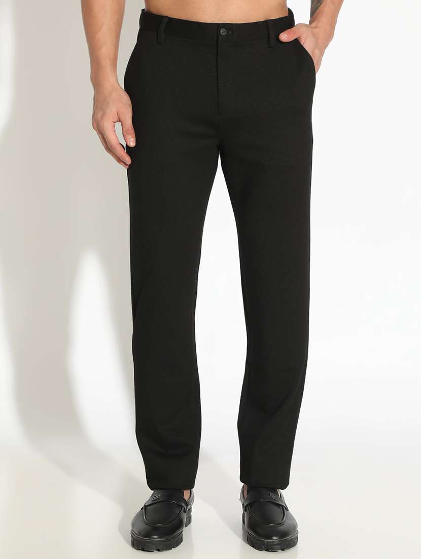 men solid low rise full length casual trouser - 22102178 -  Standard Image - 2