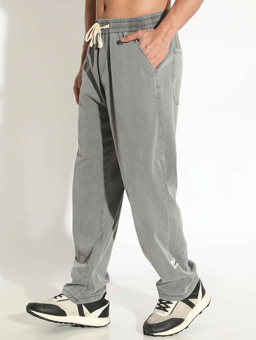 men solid low rise flat front casual trouser - 22102180 - Standard Image - 2