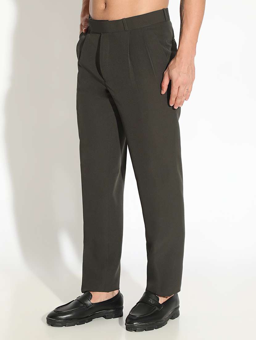 men solid low rise pleated casual trouser - 22102184 -  Standard Image - 2