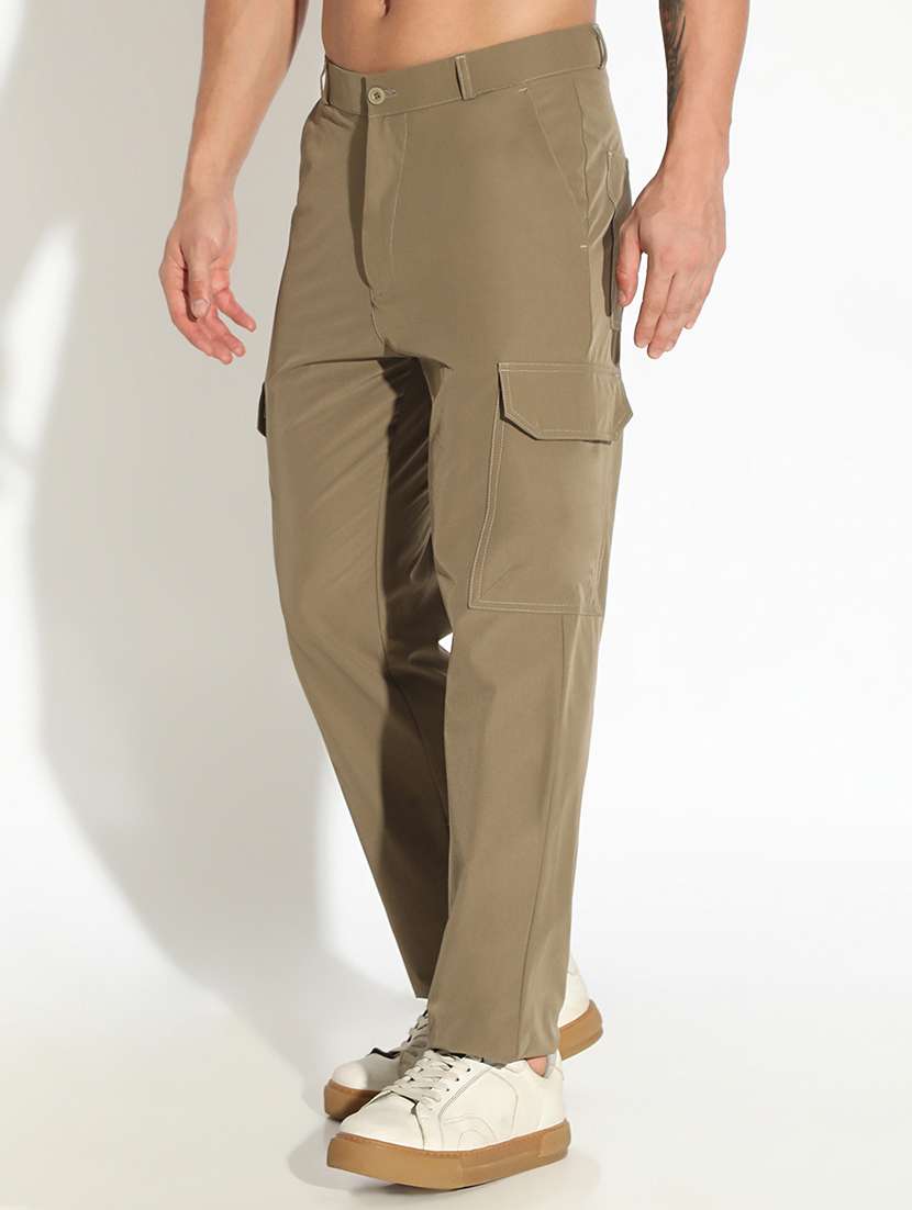 men solid low rise regular fit cargo - 22102185 -  Standard Image - 2