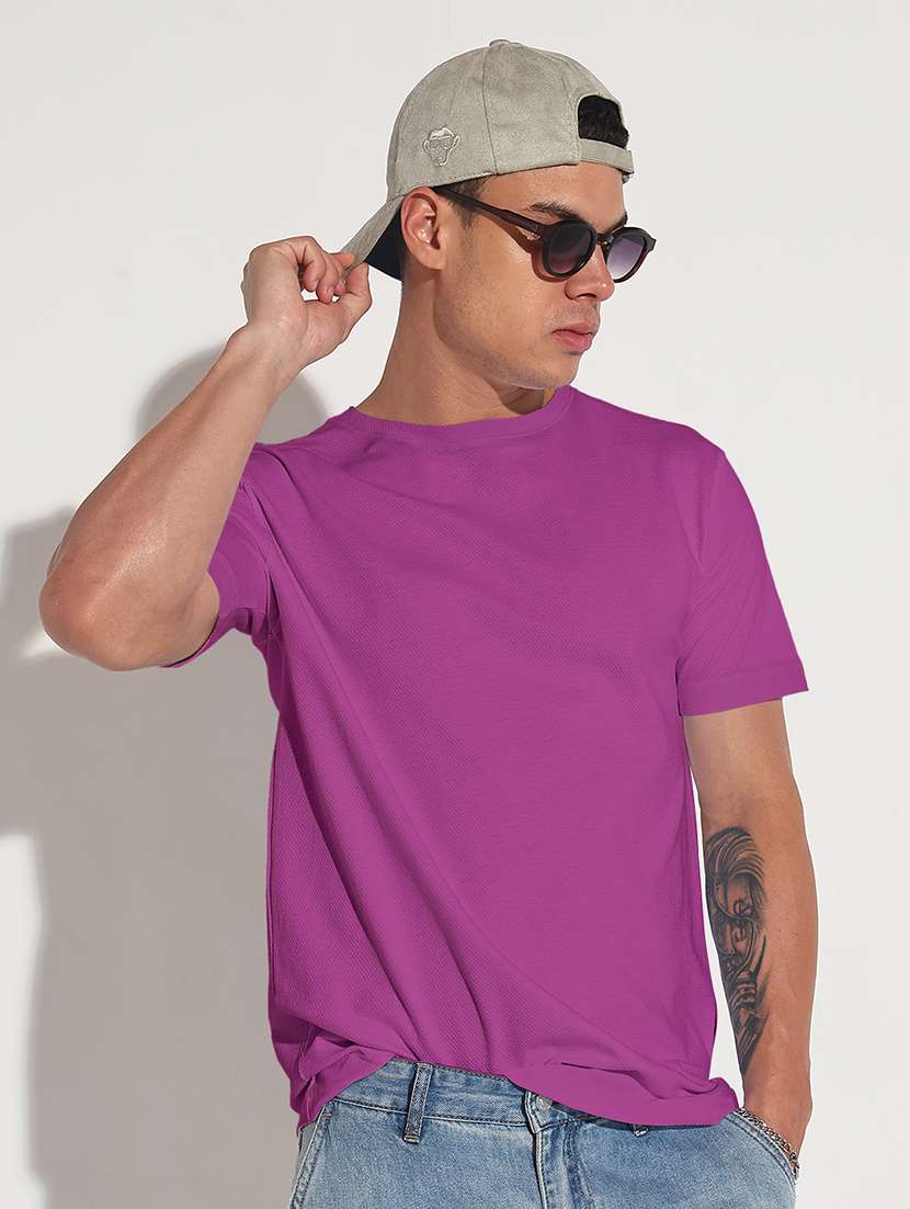 men solid short sleeve regular fit t-shirt