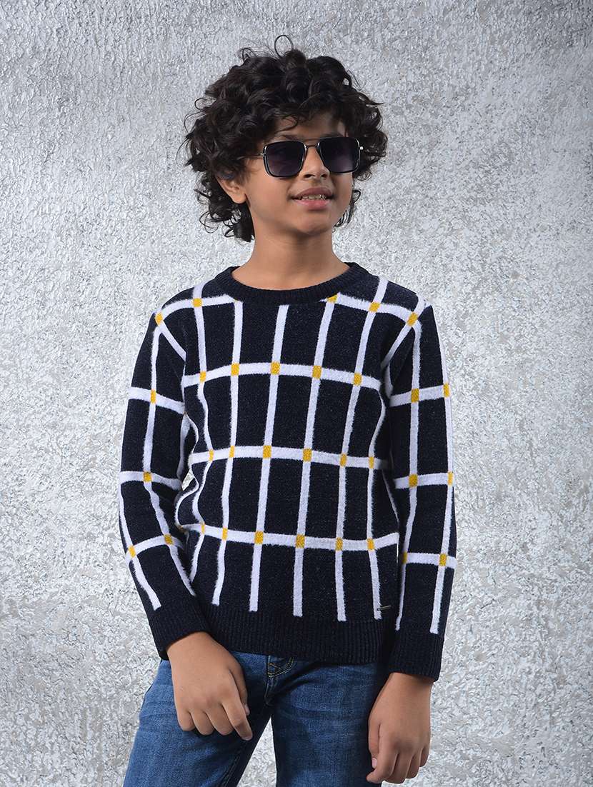boys checkered long sleeve sweater