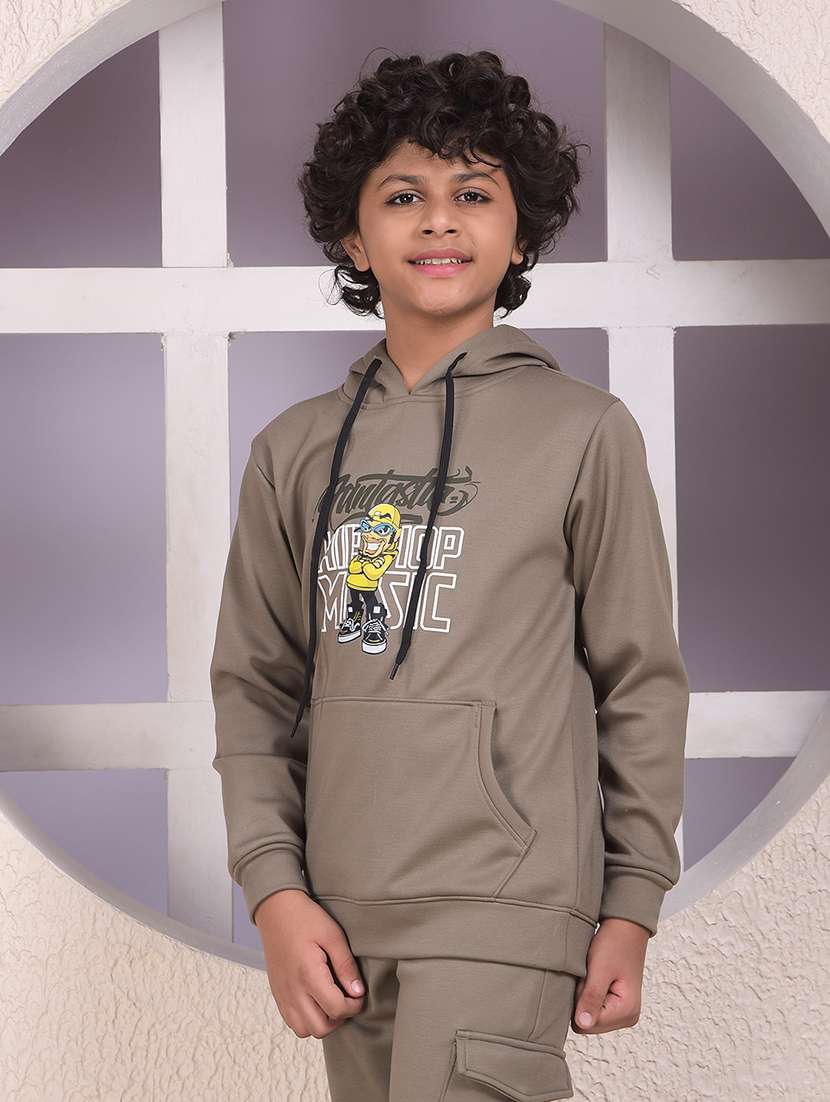 boys printed long sleeve hooded sweatshirt