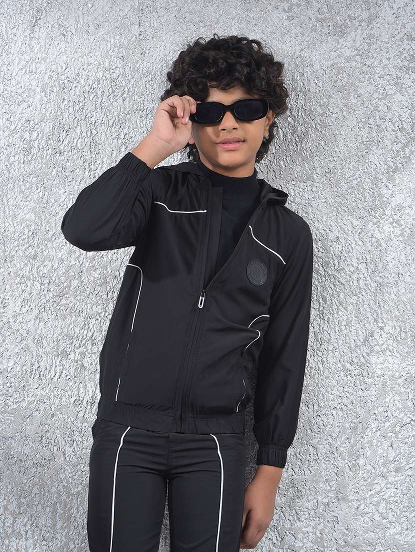 black polyester plain sweatshirt